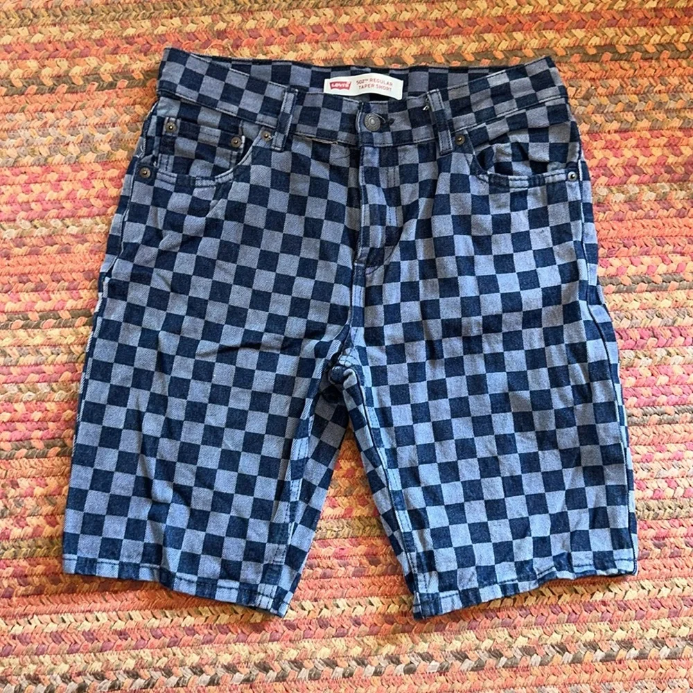 LEVIS 502 CHECKERED BERMUDA SHORT denim